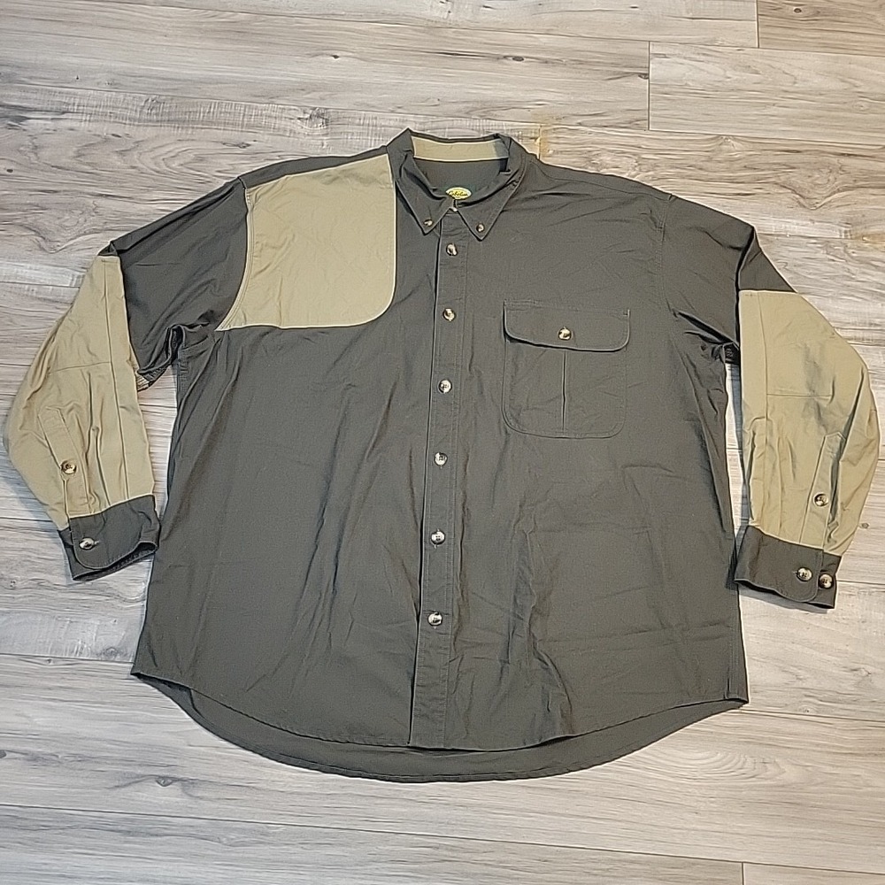 Cabelas Shooting Shirt Mens 2XL Button Brown‎ Hunting Outdoor